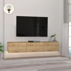 Έπιπλο τηλεόρασης επιτοίχιο Damla  με LED χρώμα sapphire oak 180x29,5x29,5εκ.