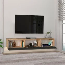 Έπιπλο τηλεόρασης επιτοίχιο Damla  με LED χρώμα sapphire oak - ανθρακί 180x29,5x29,5εκ.