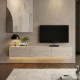 Έπιπλο τηλεόρασης επιτοίχιο Damla  με LED χρώμα travertine 180x29,5x29,5εκ.