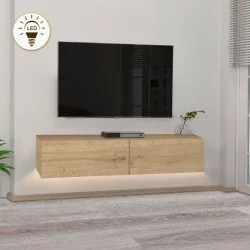 Έπιπλο τηλεόρασης επιτοίχιο Aristo  με LED χρώμα sapphire oak 135x31,6x25εκ.