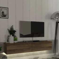 Έπιπλο τηλεόρασης επιτοίχιο Aristo  με LED χρώμα καρυδί 135x31,6x25εκ.