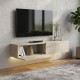 Έπιπλο τηλεόρασης επιτοίχιο Aristo  με LED χρώμα travertine 135x31,6x25εκ.