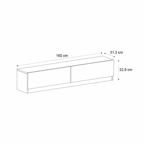Έπιπλο τηλεόρασης Ahenk χρώμα καρυδί 160x31,3x32,9εκ. Έπιπλο τηλεόρασης Ahenk χρώμα καρυδί 160x31,3x32,9εκ.