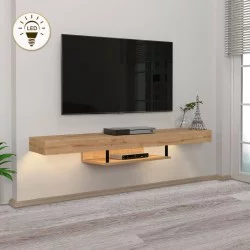 Έπιπλο τηλεόρασης επιτοίχιο Albares  με LED χρώμα sapphire oak 150x29,6x22εκ.