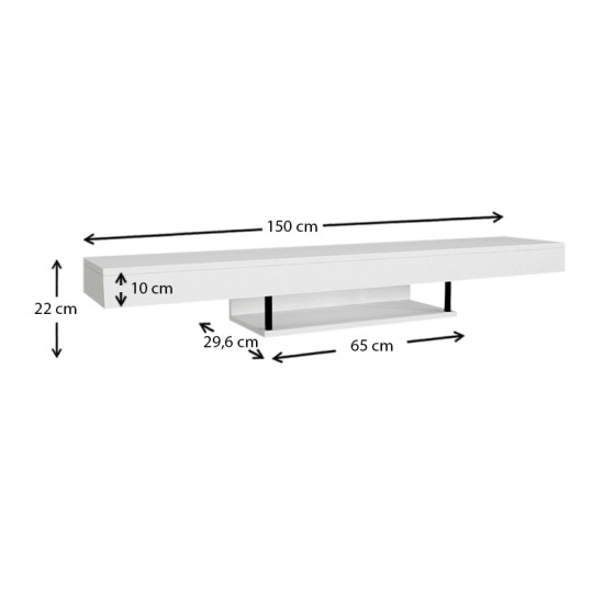 Έπιπλο τηλεόρασης επιτοίχιο Albares  από μελαμίνη με LED χρώμα λευκό 150x29,6x22εκ.