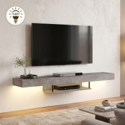Έπιπλο τηλεόρασης επιτοίχιο Albares  με LED χρώμα γκρι σκυροδέματος 150x29,6x22εκ.