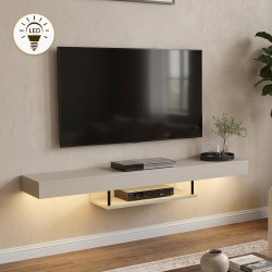 Έπιπλο τηλεόρασης επιτοίχιο Albares  με LED χρώμα sandstone 150x29,6x22εκ.