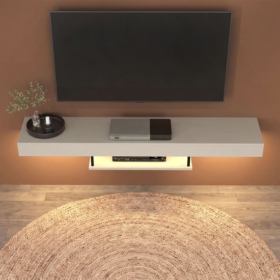 Έπιπλο τηλεόρασης επιτοίχιο Albares  με LED χρώμα sandstone 150x29,6x22εκ.