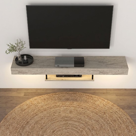 Έπιπλο τηλεόρασης επιτοίχιο Albares  με LED χρώμα travertine 150x29,6x22εκ.