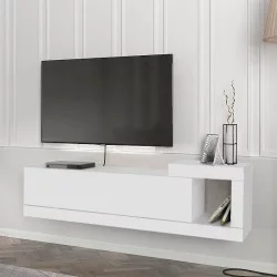 Έπιπλο τηλεόρασης επιτοίχιο Volare  χρώμα λευκό 150x29,6x38,6εκ.
