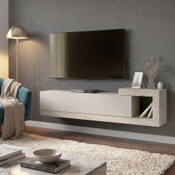 Έπιπλο τηλεόρασης επιτοίχιο Volare  χρώμα sandstone - travertine 150x29,6x38,6εκ.