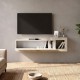 Έπιπλο τηλεόρασης επιτοίχιο Volare  χρώμα sandstone - travertine 150x29,6x38,6εκ.