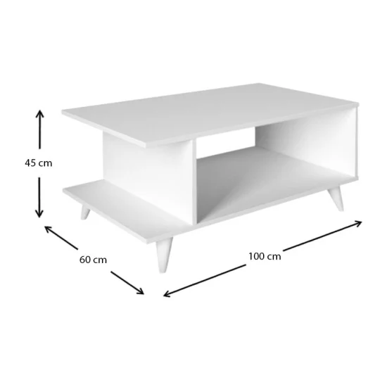 Τραπεζάκι σαλονιού Titus  χρώμα λευκό 100x60x45εκ.