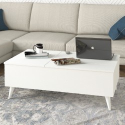 Τραπεζάκι σαλονιού Roy  με σερβιτόρο χρώμα λευκό 121x69x40εκ.