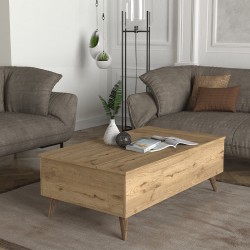 Τραπεζάκι σαλονιού Roy  με σερβιτόρο χρώμα sepet oak 121x69x40εκ.