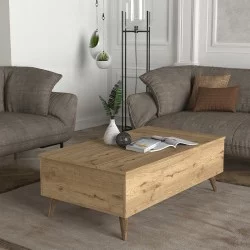 Τραπεζάκι σαλονιού Roy  με σερβιτόρο χρώμα sepet oak 121x69x40εκ.