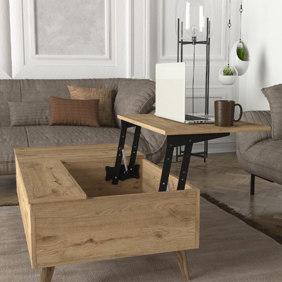 Τραπεζάκι σαλονιού Roy  με σερβιτόρο χρώμα sepet oak 121x69x40εκ.