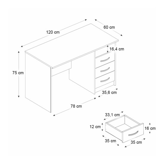 Γραφείο εργασίας Eldoris  χρώμα καρυδί 120x60x75εκ.