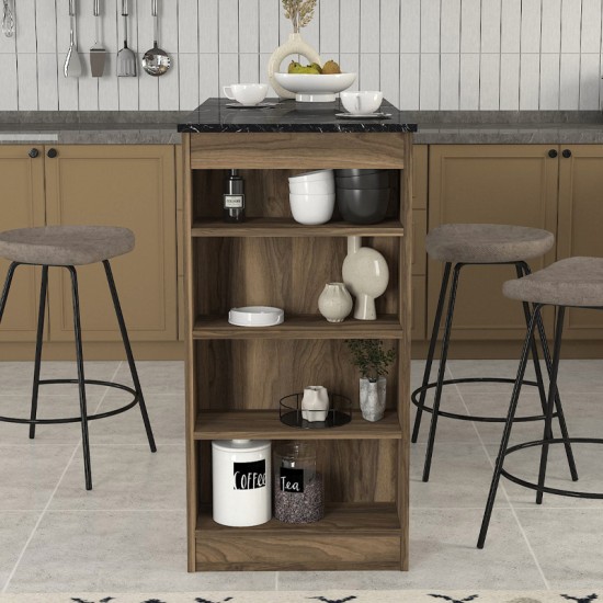 Τραπέζι μπαρ Monaco  χρώμα καρυδί - μαύρο εφέ μαρμάρου 120x51,6x101,8εκ.