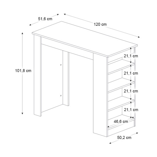 Τραπέζι μπαρ Monaco  χρώμα καρυδί - μαύρο εφέ μαρμάρου 120x51,6x101,8εκ.