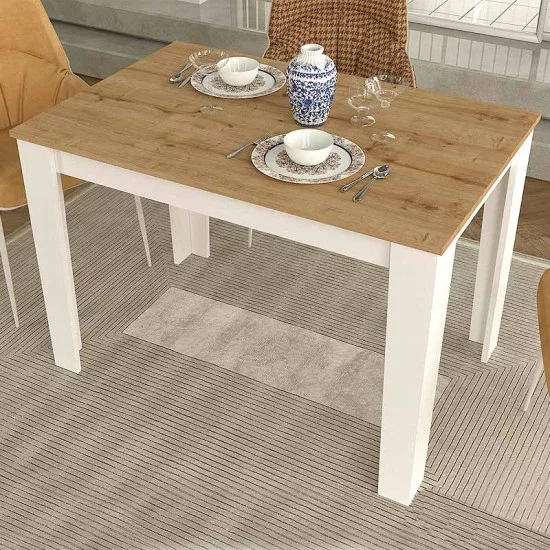 Τραπέζι Darlen  χρώμα λευκό - sapphire oak 110x72x74εκ.