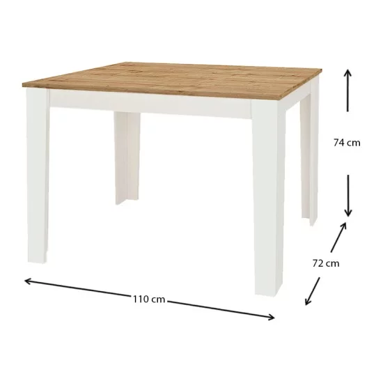 Τραπέζι Darlen  χρώμα λευκό - sapphire oak 110x72x74εκ.