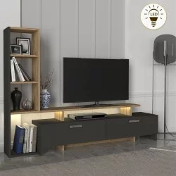 Σύνθεση τηλεόρασης Simal  με LED χρώμα ανθρακί - sepet oak 168,2x31,3x120εκ.