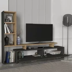 Σύνθεση τηλεόρασης Simal  με LED χρώμα ανθρακί - sepet oak 168,2x31,3x120εκ.