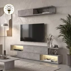 Σύνθεση τηλεόρασης Manet  με LED χρώμα γκρι σκυροδέματος 180x29,5x39εκ.
