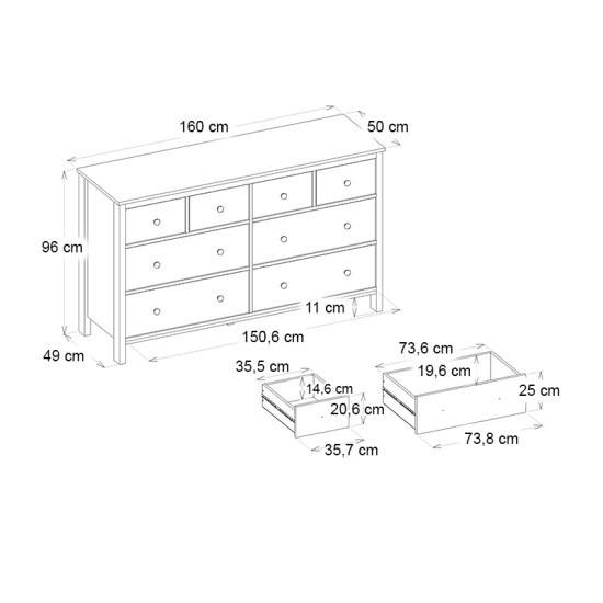 Συρταριέρα - Μπουφές Sabina χρώμα sepet oak 160x50x96εκ. Συρταριέρα - Μπουφές Sabina χρώμα sepet oak 160x50x96εκ.