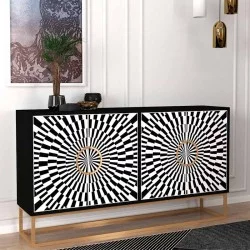 Μπουφές Gradel  χρώμα μαύρο - ασπρόμαυρο 150x35x83,6εκ.