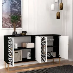 Μπουφές Gradel  χρώμα μαύρο - ασπρόμαυρο 150x35x83,6εκ.