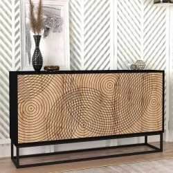 Μπουφές Themis  χρώμα μαύρο - sapphire oak 150x35x83,6εκ.