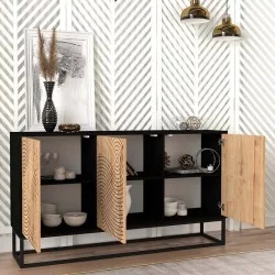 Μπουφές Themis  χρώμα μαύρο - sapphire oak 150x35x83,6εκ.