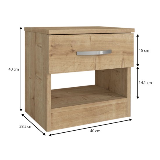 Κομοδίνο Lube χρώμα sapphire oak 40x28,2x40εκ. Κομοδίνο Lube χρώμα sapphire oak 40x28,2x40εκ.