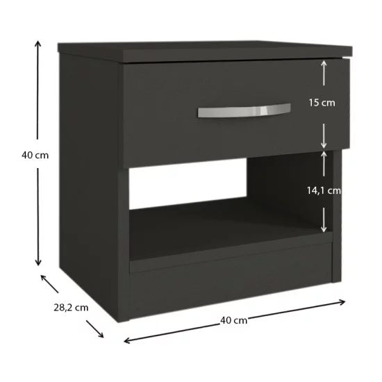 Κομοδίνο Lube  χρώμα ανθρακί 40x28,2x40εκ.
