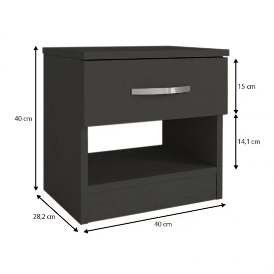 Κομοδίνο Lube  χρώμα ανθρακί 40x28,2x40εκ.