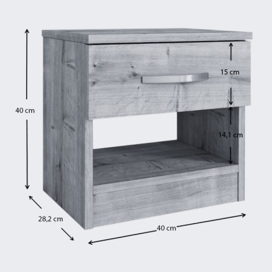 Κομοδίνο Lube  χρώμα καρυδί 40x28,2x40εκ. - 0253762