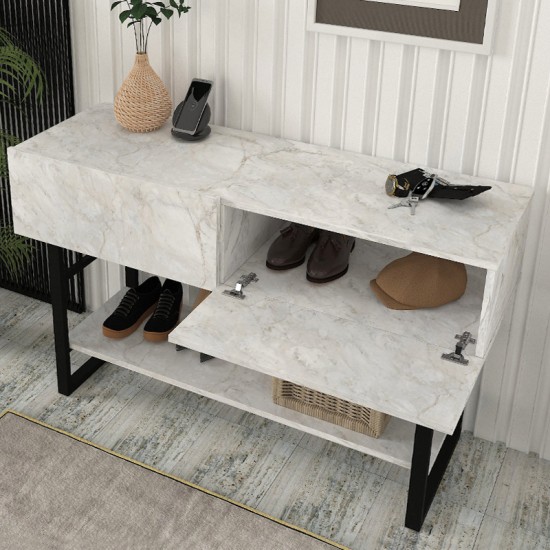 Κονσόλα Aron  χρώμα λευκό εφέ μαρμάρου 138,8x41x75,7εκ.