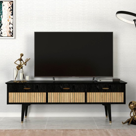 Έπιπλο τηλεόρασης Bolea Megapap χρώμα modern black 150x35x49,7 εκ. - 0241026