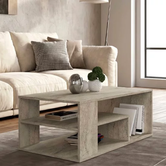 Τραπεζάκι σαλονιού Abdera  χρώμα travertine 110x60x42εκ.