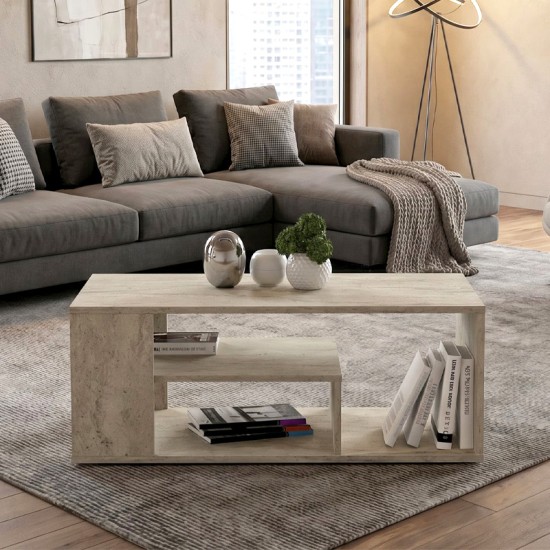 Τραπεζάκι σαλονιού Abdera  χρώμα travertine 110x60x42εκ.