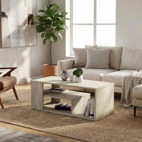 Τραπεζάκι σαλονιού Abdera  χρώμα travertine 110x60x42εκ.