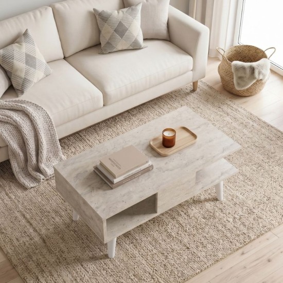 Τραπεζάκι σαλονιού Andros  χρώμα travertine 90x54x39,6εκ.