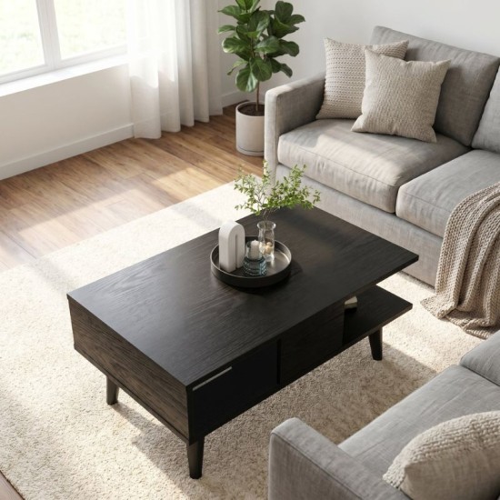 Τραπεζάκι σαλονιού Andros  χρώμα sencron black 90x54x39,6εκ.