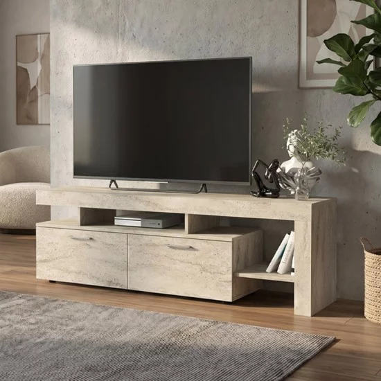 Έπιπλο τηλεόρασης Acnes  χρώμα travertine 160x40x53εκ.