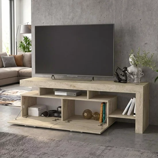 Έπιπλο τηλεόρασης Acnes  χρώμα travertine 160x40x53εκ.