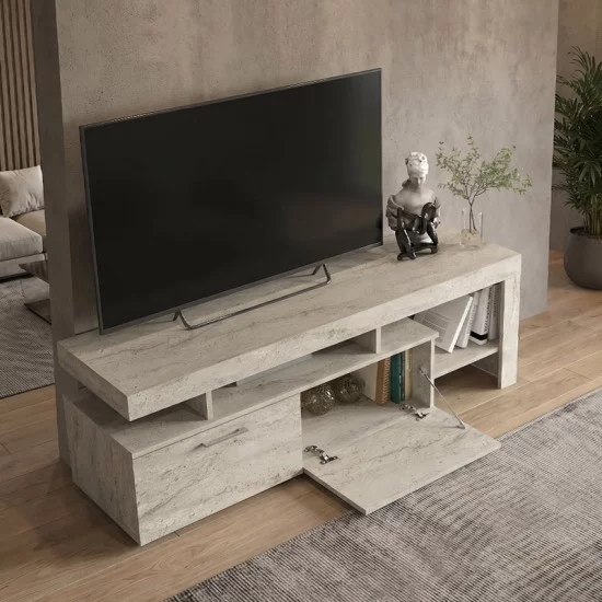 Έπιπλο τηλεόρασης Acnes  χρώμα travertine 160x40x53εκ.