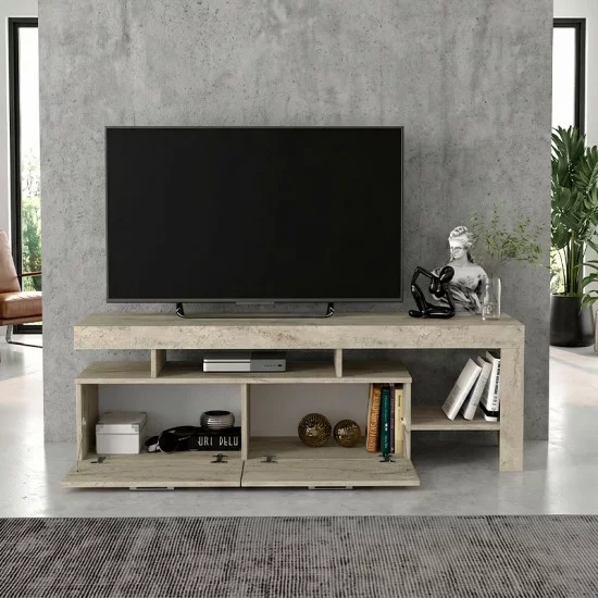 Έπιπλο τηλεόρασης Acnes  χρώμα travertine 160x40x53εκ.