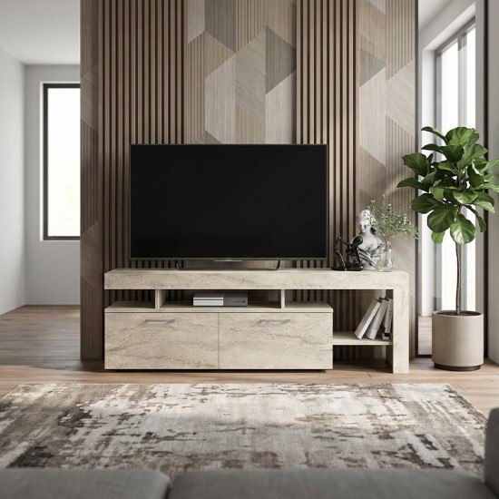 Έπιπλο τηλεόρασης Acnes  χρώμα travertine 160x40x53εκ.